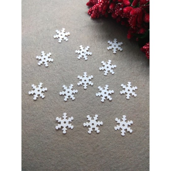 Пайетки "Снежинки" 1,2 см, цв. белый, цена за 10 гр